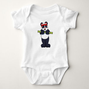 Panda at Work out with Bamboo Weight Baby Bodysuit