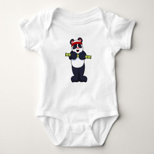 Panda at Work out with Bamboo Weight Baby Bodysuit