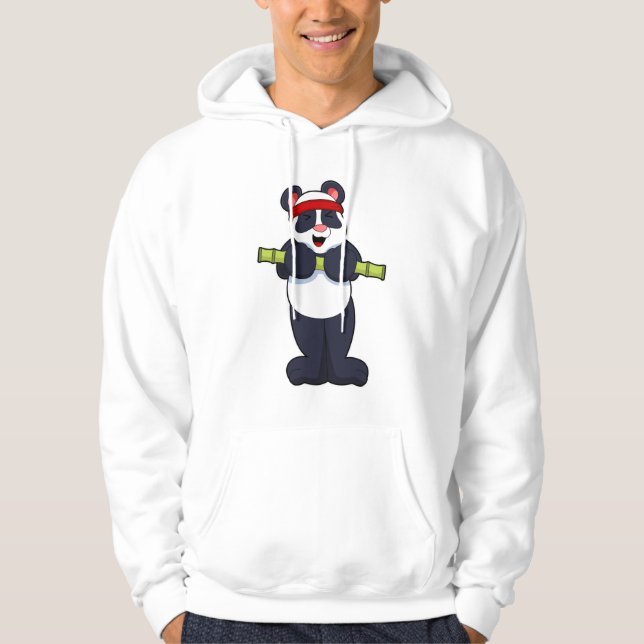 Panda at Work out with Bamboo Weight Hoodie (Front)