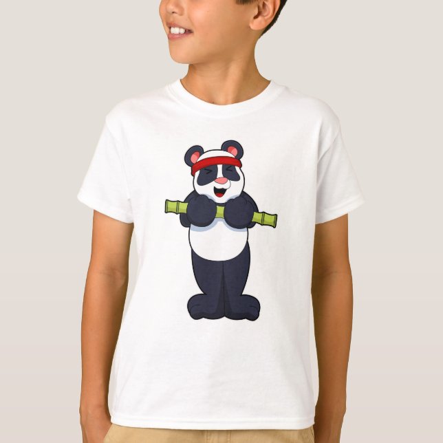Panda at Work out with Bamboo Weight T-Shirt (Front)