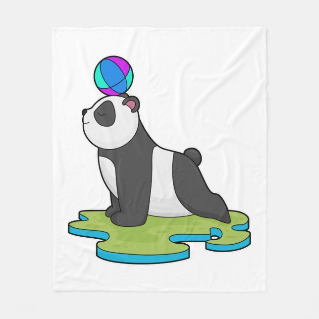 Panda at Yoga Fitness Fleece Blanket (Front)