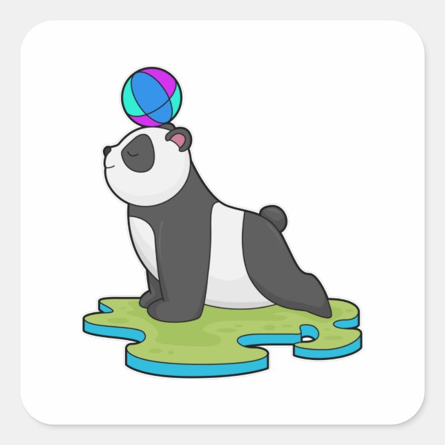 Panda at Yoga Fitness Square Sticker (Front)