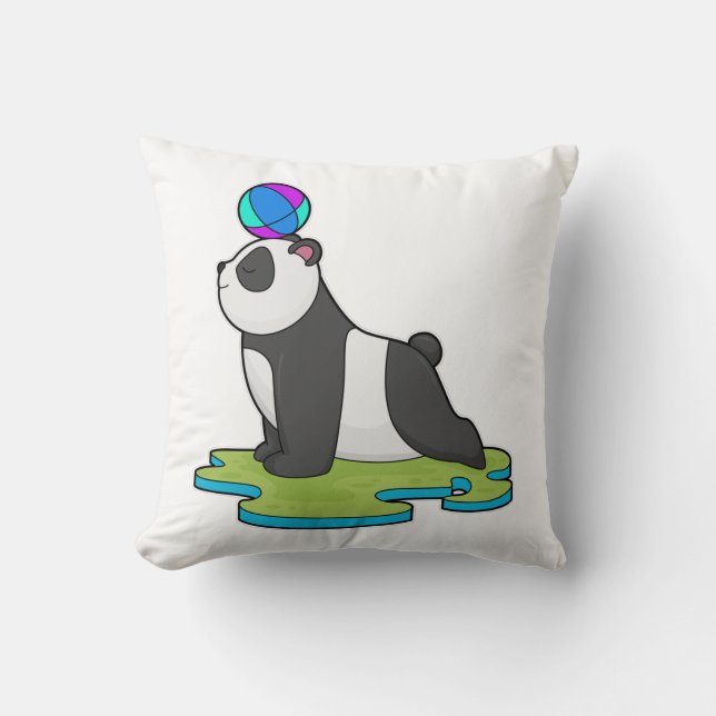 Panda at Yoga Fitness Throw Pillow (Front)