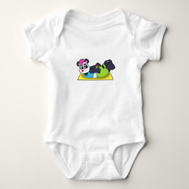 Panda at Yoga on Yoga mat Baby Bodysuit (Front)
