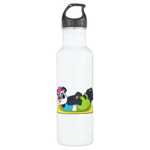 Panda at Yoga on Yoga mat Stainless Steel Water Bottle
