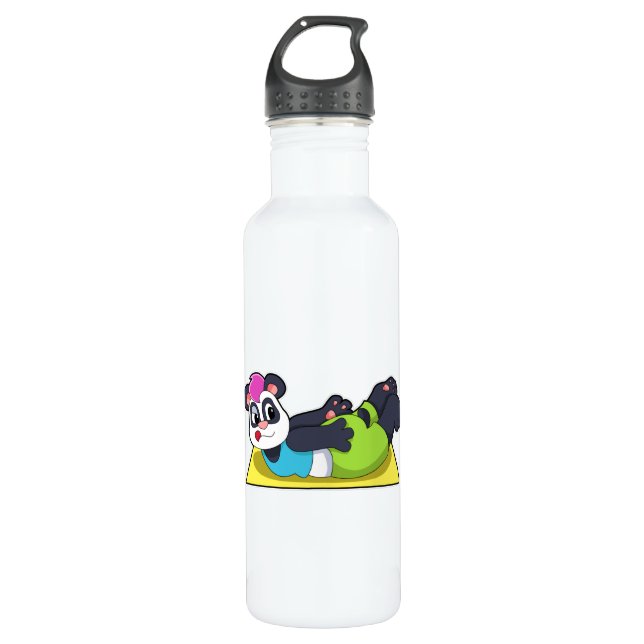 Panda at Yoga on Yoga mat Stainless Steel Water Bottle (Front)