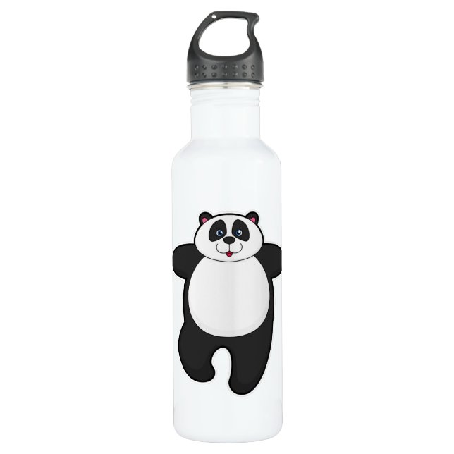Panda at Yoga Stretching exercise Stainless Steel Water Bottle (Front)