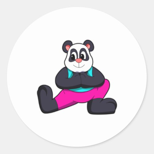 Panda at Yoga stretching exercises Classic Round Sticker