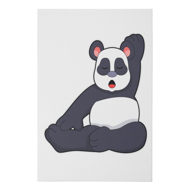 Panda at Yoga Stretching exercises Faux Canvas Print (Front)
