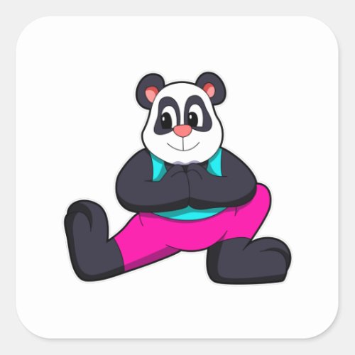 Panda at Yoga stretching exercises Square Sticker