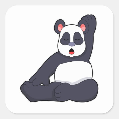 Panda at Yoga Stretching exercises Square Sticker