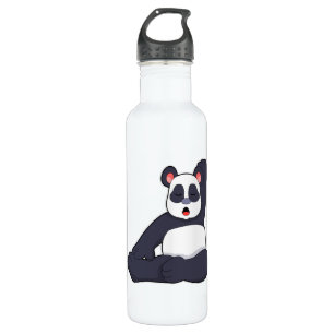 Panda at Yoga Stretching exercises Stainless Steel Water Bottle