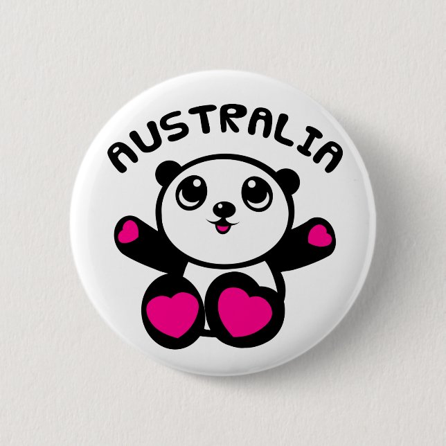 Panda Australia Pinback Button (Front)
