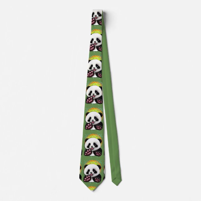 Panda Baby Bear Cute and Happy Neck Tie (Front)