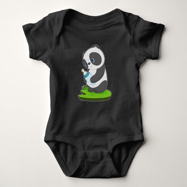 Panda Baby bottle Milk Baby Bodysuit (Front)