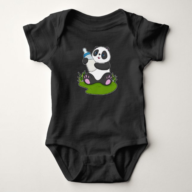 Panda Baby bottle Milk Baby Bodysuit (Front)
