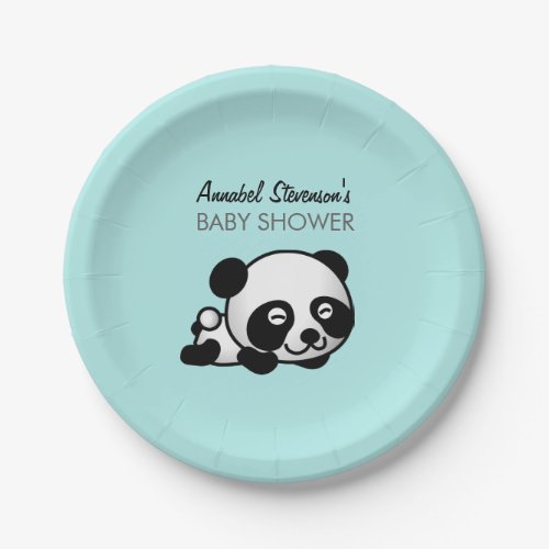 Panda Baby Boy Shower Paper Plates