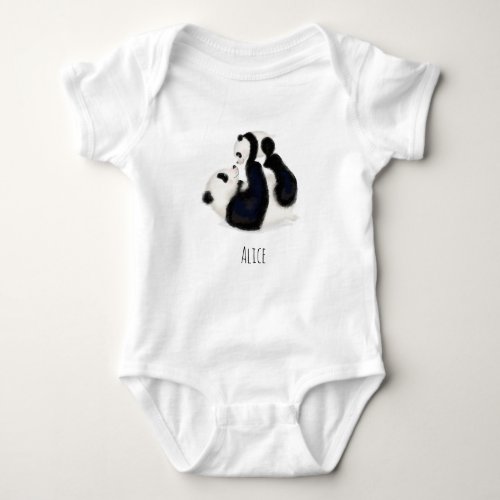 Panda baby one_piece bodysuit with babys name