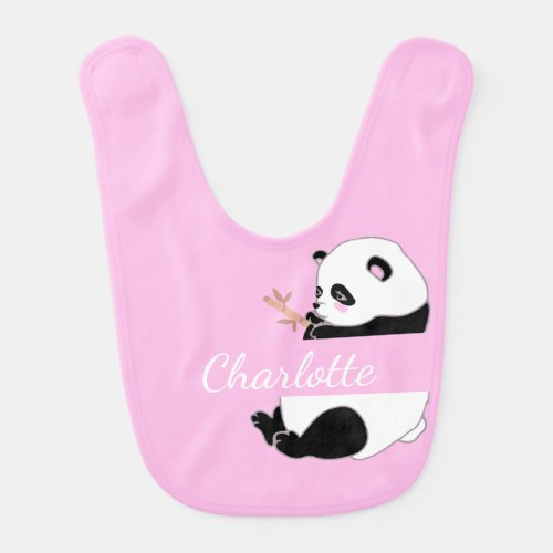 Panda baby pink girl cute name baby bib