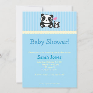 Panda Baby Shower - Blue Invitation