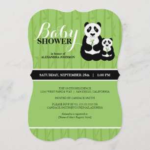 Panda Baby Shower Green Invitation