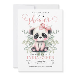 Panda Baby Shower greenery Girl baby shower Invitation