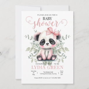 Panda Baby Shower greenery Girl baby shower Invitation