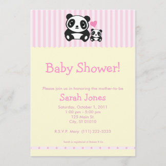 Panda Baby Shower - Pink & Cream Invitation