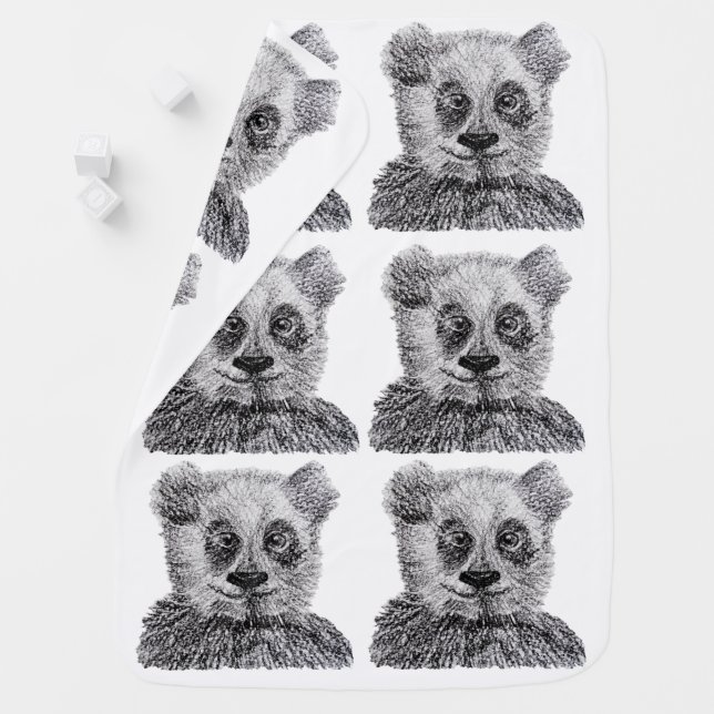 Panda Baby Sketch Baby Blanket (In Situ)