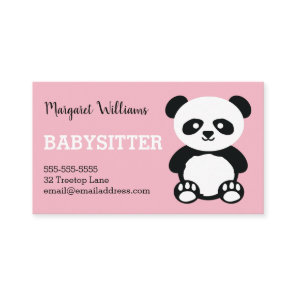 Panda Babysitting Childcare Pink Babysitter Animal Business Card