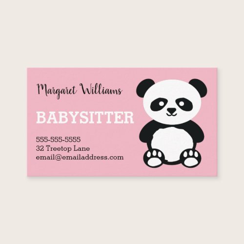 Panda Babysitting Childcare Pink Babysitter Animal Business Card Panda Babysitting Childcare Pink Babysitter Animal Business Card