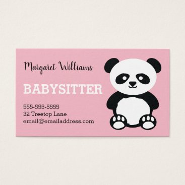 Panda Babysitting Childcare Pink Babysitter Animal Business Card Panda Babysitting Childcare Pink Babysitter Animal Business Card