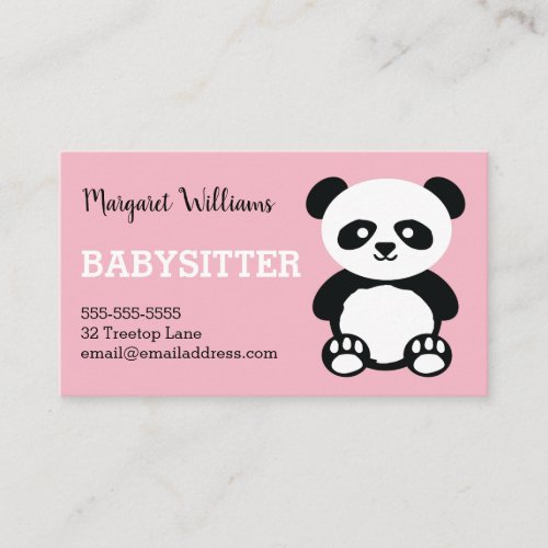 Panda Babysitting Childcare Pink Babysitter Animal Business Card