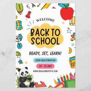 Panda Back to School Teacher first-day posters Flyer