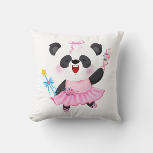 Panda Ballerina Animal Lovers Throw Pillow