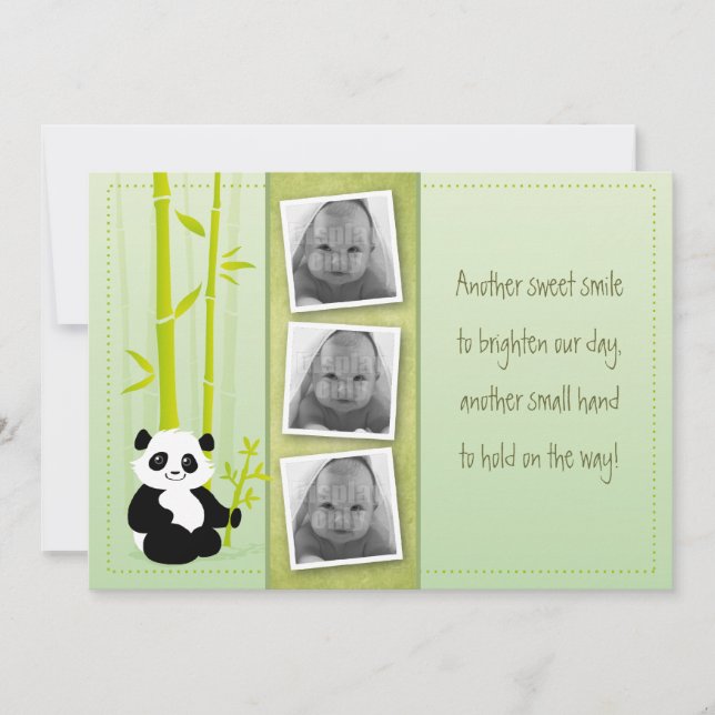 Panda bamboo -  Birth announcement card (Front)