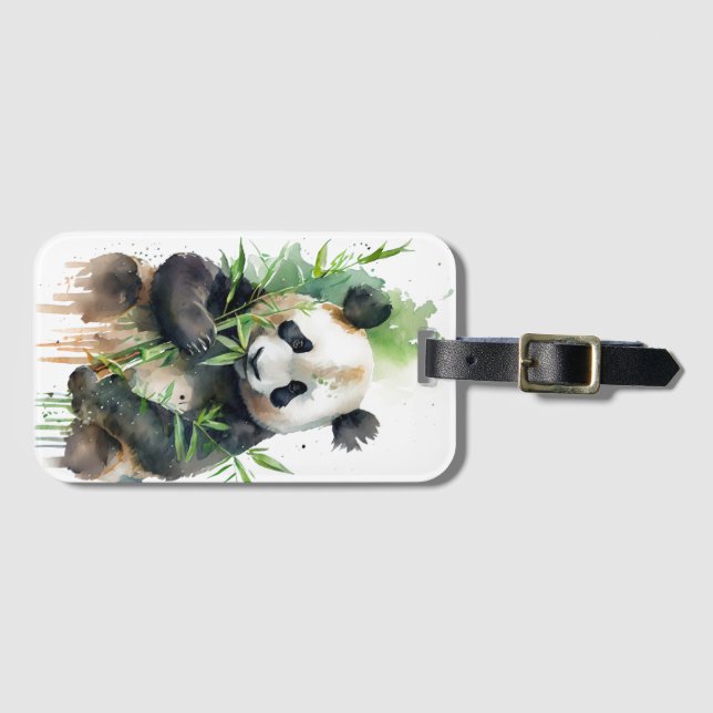 panda - bamboo luggage tag (Front Horizontal)