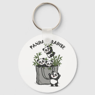 Panda Bamboo Paradise Chewing Life Slowly Keychain