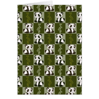 Panda Bamboo Shoot Checkered Pattern Cards