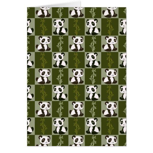 Panda Bamboo Shoot Checkered Pattern Cards (Front)