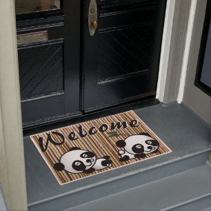 Panda Bamboo Welcome Mat