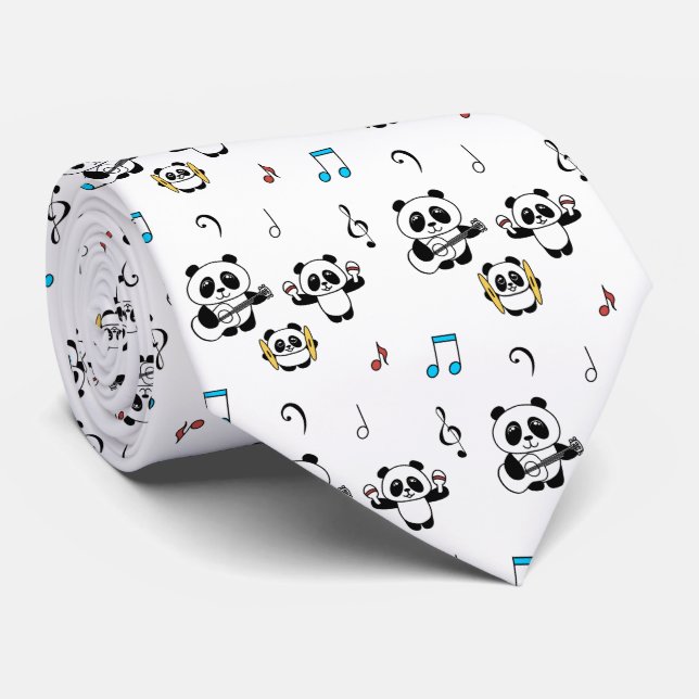 Panda Band - 1000Pandas by Amanda Roos Neck Tie (Rolled)