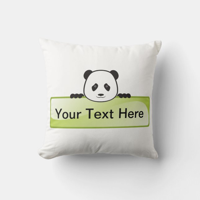 Panda Banner Throw Pillow (Front)