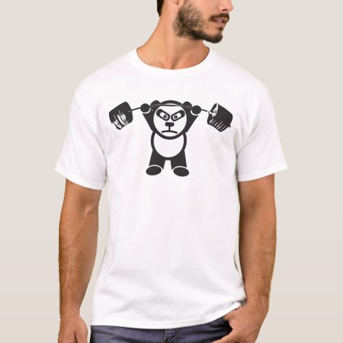Panda Barbell Overhead Pressing T_Shirt