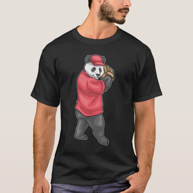 Panda Baseball Baseball glove T-Shirt (Front)