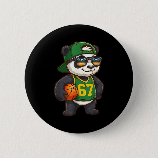 Panda Basketball 67 Gen Alpha Slang Srts Men Boys  Button (Front)