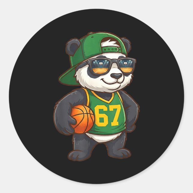 Panda Basketball 67 Gen Alpha Slang Srts Men Boys  Classic Round Sticker (Front)