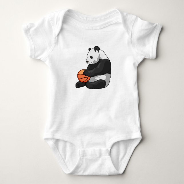 Panda Basketball player Basketball Baby Bodysuit (Front)