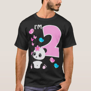 Panda Bear 2nd Birthday Girl 2 Year Old Birthday T-Shirt
