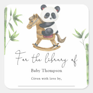 Panda Bear and bamboo- Baby Shower bookplate